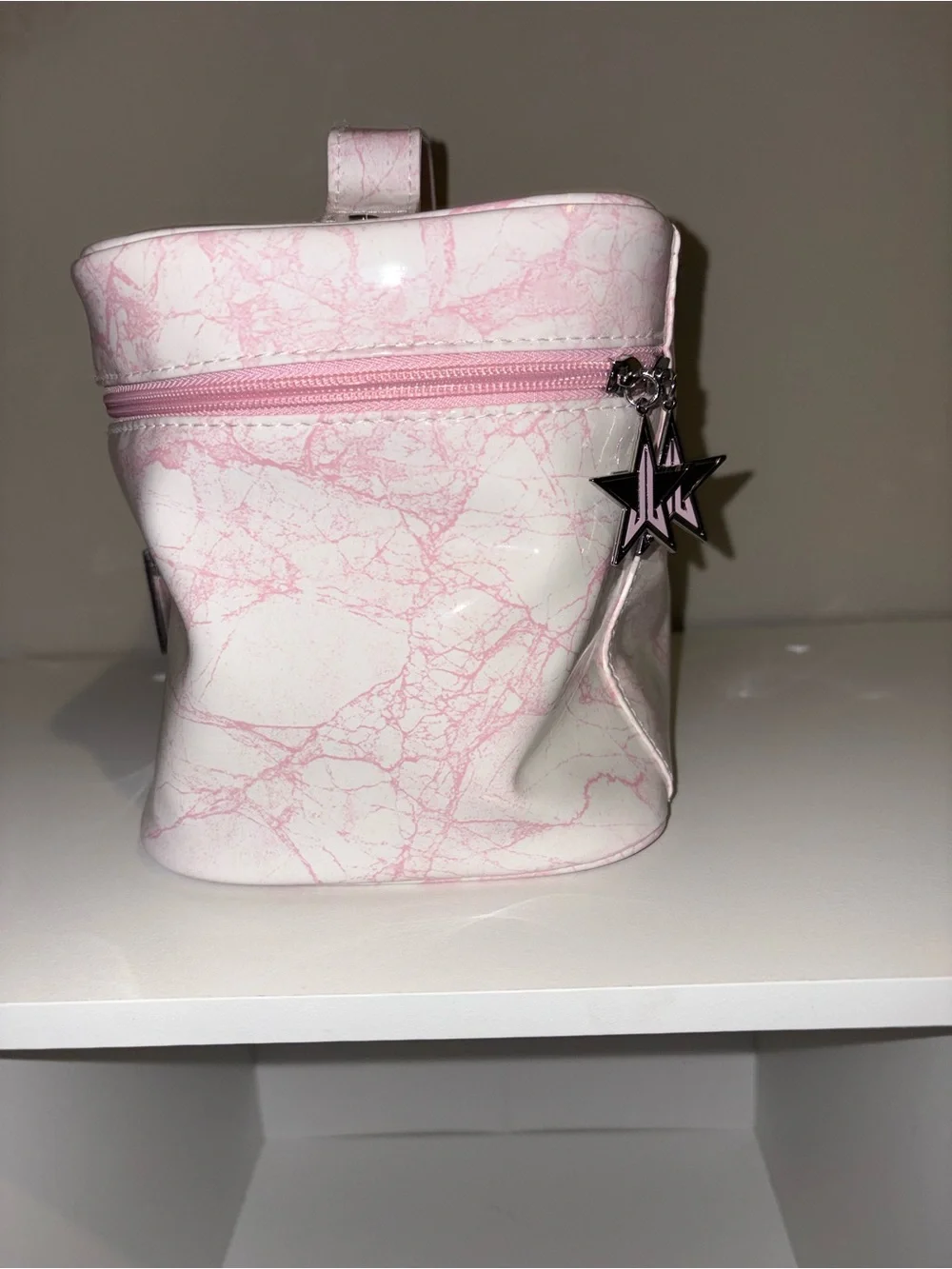 Jeffree Star Pink & White Marble Cosmetic Case with Top Handle